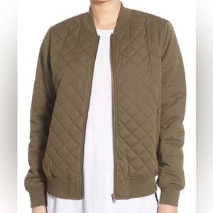 Thread & Supply Olive Green Quilted Bomber Jacket - Size Small